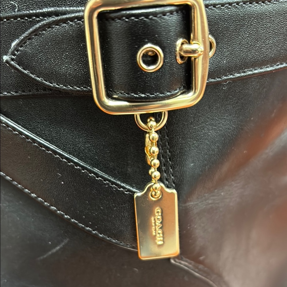 Coach Black Heeled Boots with Gold Hardware - Picture 7 of 13